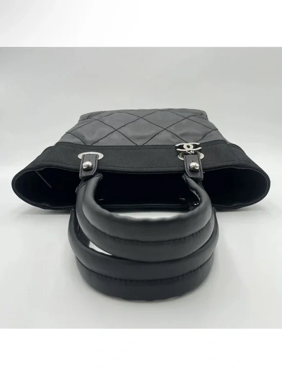 Chanel Paris Biarritz PM Matelassé Leather Black Tote Bag W/B/D - Picture 6 of 14